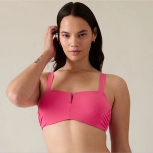 Athleta Square Neck  Swimwear Bikini Top Pink NWOT